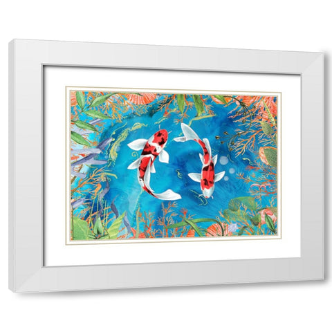 Just Keep Swimming White Modern Wood Framed Art Print with Double Matting by The Font Diva