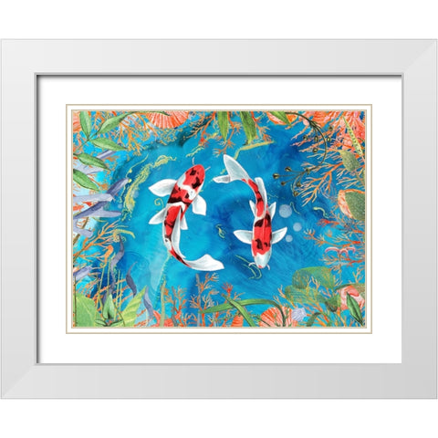 Just Keep Swimming White Modern Wood Framed Art Print with Double Matting by The Font Diva