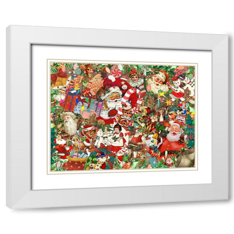 A Vintage Christmas White Modern Wood Framed Art Print with Double Matting by The Font Diva