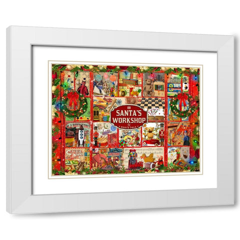Santas Workshop White Modern Wood Framed Art Print with Double Matting by The Font Diva