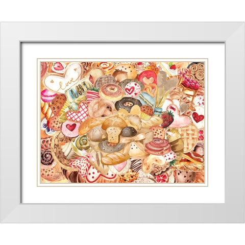 Patisserie White Modern Wood Framed Art Print with Double Matting by The Font Diva