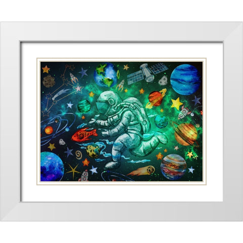 Star Search White Modern Wood Framed Art Print with Double Matting by The Font Diva