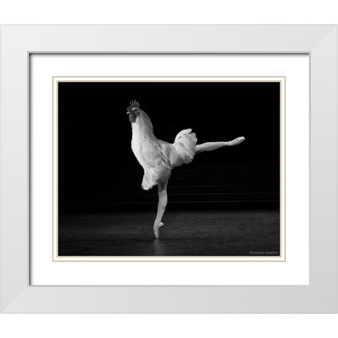 Beautiful Cock White Modern Wood Framed Art Print with Double Matting by Barbey, Thomas