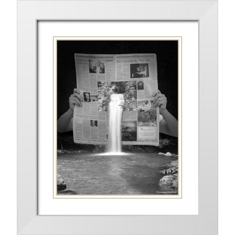 Breaking News White Modern Wood Framed Art Print with Double Matting by Barbey, Thomas