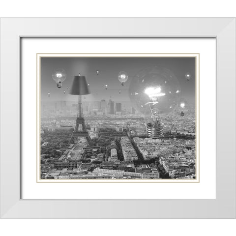Paris the City of Lights White Modern Wood Framed Art Print with Double Matting by Barbey, Thomas