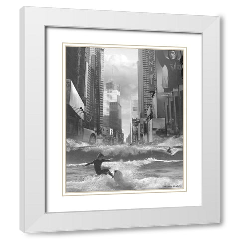 Swell Time in Town White Modern Wood Framed Art Print with Double Matting by Barbey, Thomas