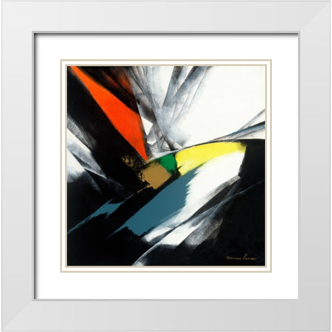 Color Block 1 White Modern Wood Framed Art Print with Double Matting by Leung, Thomas