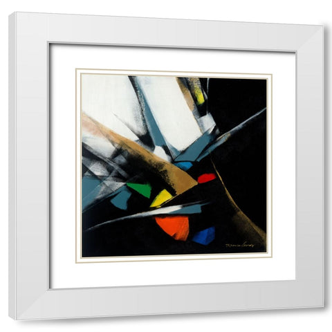 Color Block 2 White Modern Wood Framed Art Print with Double Matting by Leung, Thomas