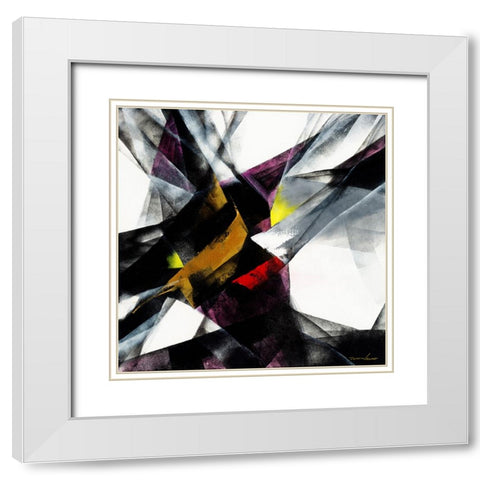 Color Block 3 White Modern Wood Framed Art Print with Double Matting by Leung, Thomas