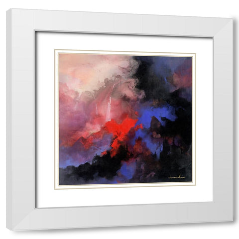 The Red Tree White Modern Wood Framed Art Print with Double Matting by Leung, Thomas