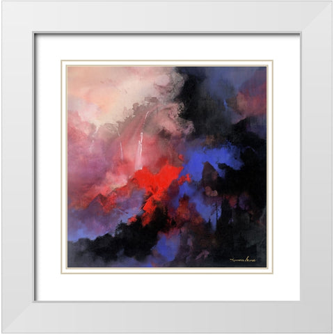 The Red Tree White Modern Wood Framed Art Print with Double Matting by Leung, Thomas