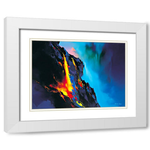 Blazing Fires White Modern Wood Framed Art Print with Double Matting by Leung, Thomas