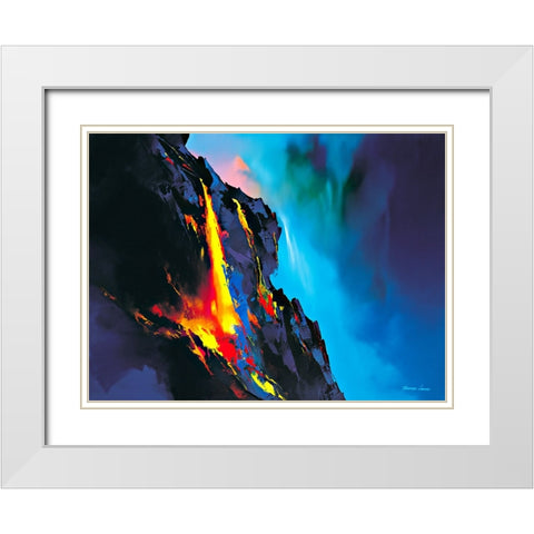 Blazing Fires White Modern Wood Framed Art Print with Double Matting by Leung, Thomas