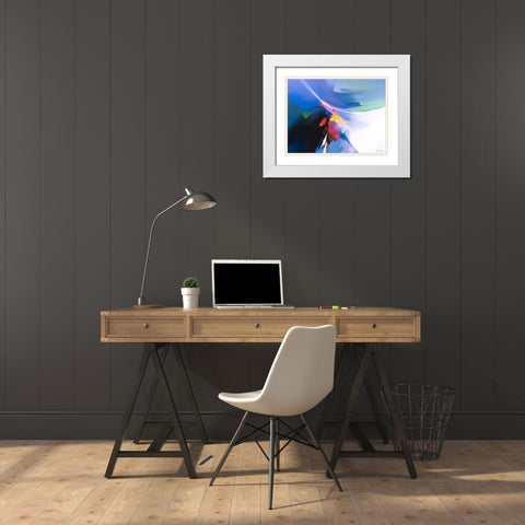Dancing Color 1 White Modern Wood Framed Art Print with Double Matting by Leung, Thomas