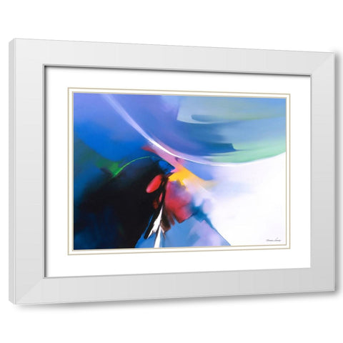 Dancing Color 1 White Modern Wood Framed Art Print with Double Matting by Leung, Thomas