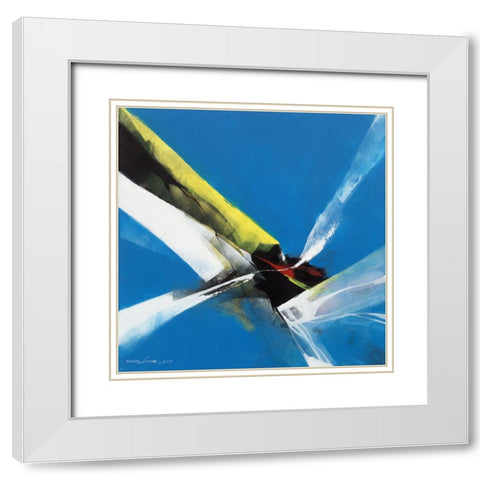 Dancing Color White Modern Wood Framed Art Print with Double Matting by Leung, Thomas