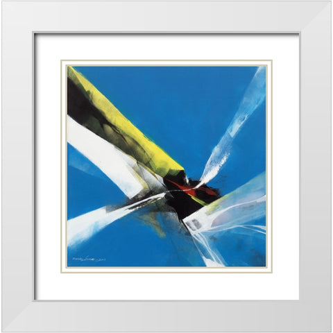 Dancing Color White Modern Wood Framed Art Print with Double Matting by Leung, Thomas