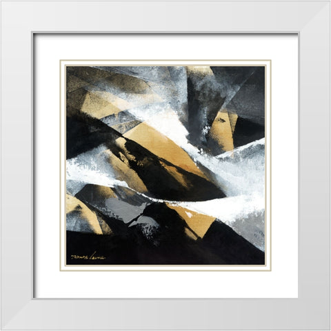 Gold Fusion 1 White Modern Wood Framed Art Print with Double Matting by Leung, Thomas