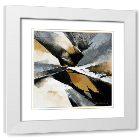 Gold Fusion 2 White Modern Wood Framed Art Print with Double Matting by Leung, Thomas
