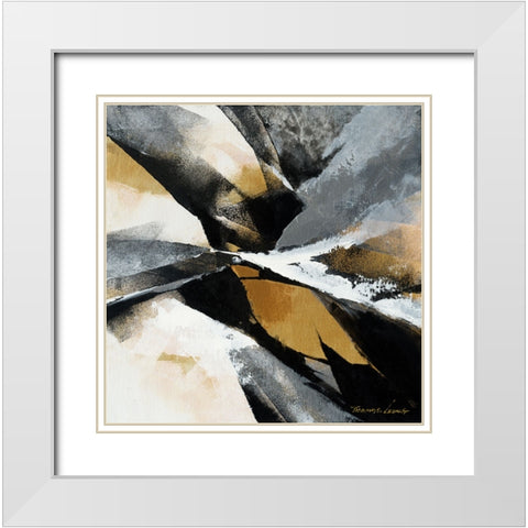 Gold Fusion 2 White Modern Wood Framed Art Print with Double Matting by Leung, Thomas