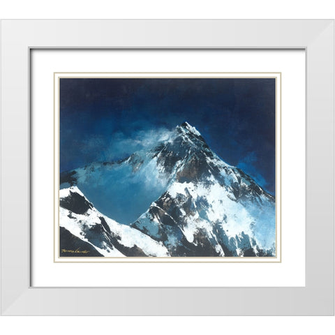 Snow Peak White Modern Wood Framed Art Print with Double Matting by Leung, Thomas