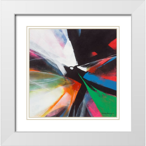 Dancing Color 4 White Modern Wood Framed Art Print with Double Matting by Leung, Thomas