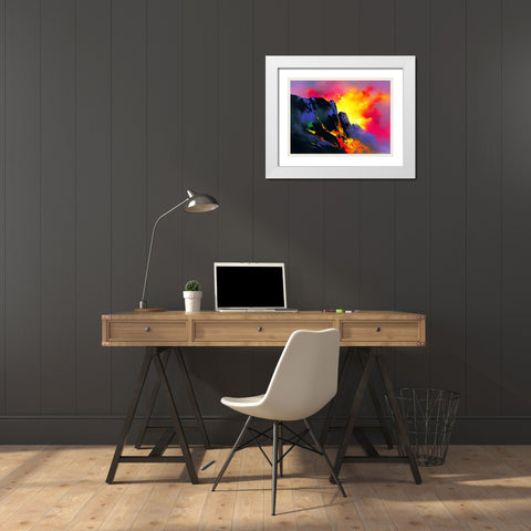 Lavas Descent White Modern Wood Framed Art Print with Double Matting by Leung, Thomas
