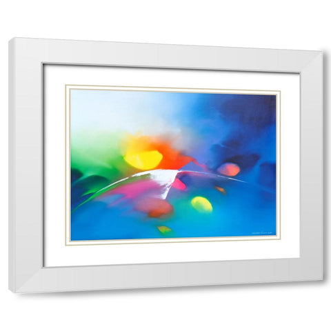 Melody White Modern Wood Framed Art Print with Double Matting by Leung, Thomas