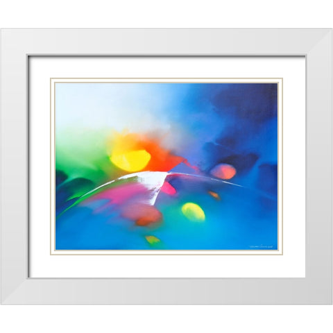 Melody White Modern Wood Framed Art Print with Double Matting by Leung, Thomas