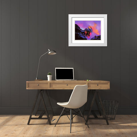 Molten Rock White Modern Wood Framed Art Print with Double Matting by Leung, Thomas