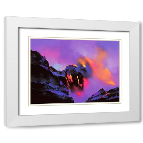 Molten Rock White Modern Wood Framed Art Print with Double Matting by Leung, Thomas