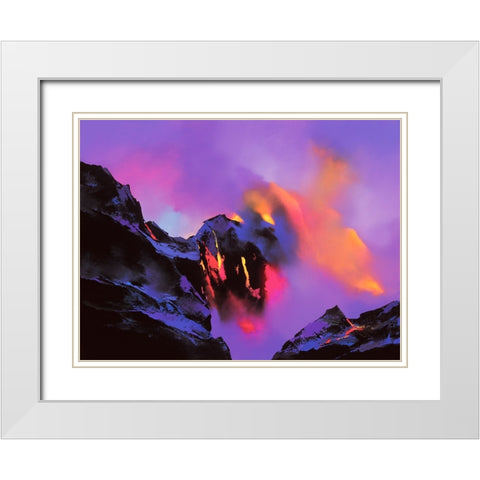 Molten Rock White Modern Wood Framed Art Print with Double Matting by Leung, Thomas