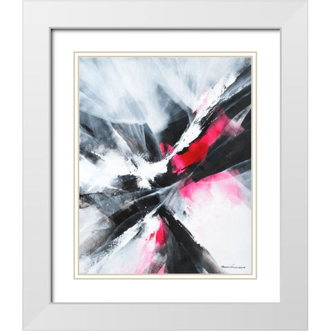 Red Motion White Modern Wood Framed Art Print with Double Matting by Leung, Thomas