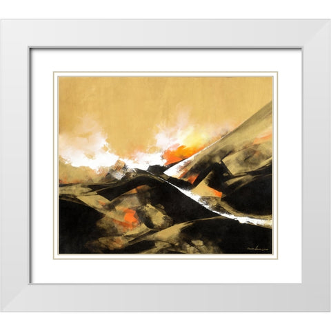 The Golden Time White Modern Wood Framed Art Print with Double Matting by Leung, Thomas
