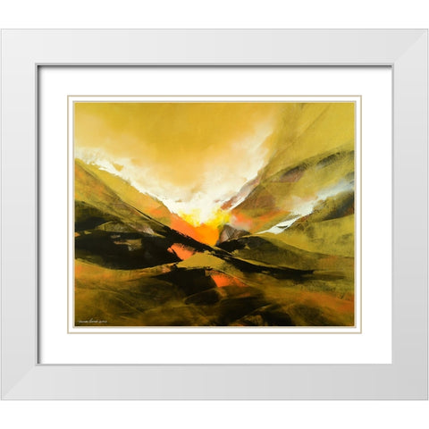 The Golden Universe White Modern Wood Framed Art Print with Double Matting by Leung, Thomas