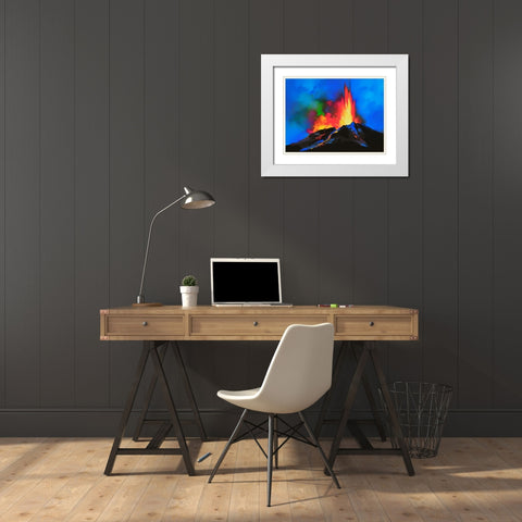 Volcanic Majesty White Modern Wood Framed Art Print with Double Matting by Leung, Thomas