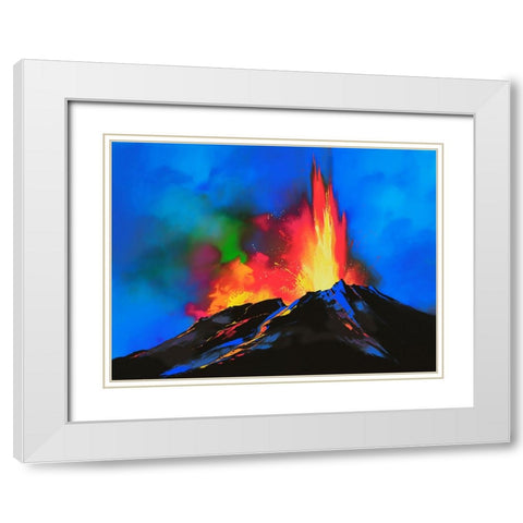 Volcanic Majesty White Modern Wood Framed Art Print with Double Matting by Leung, Thomas