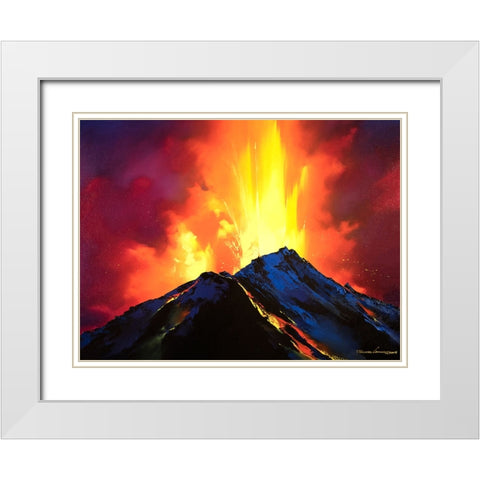 Volcanic Roar White Modern Wood Framed Art Print with Double Matting by Leung, Thomas