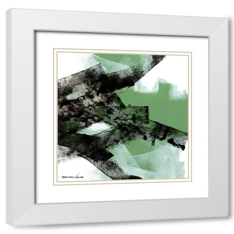 Wave 6 White Modern Wood Framed Art Print with Double Matting by Leung, Thomas