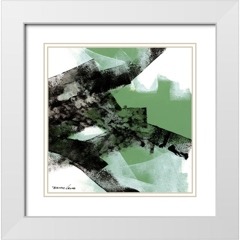 Wave 6 White Modern Wood Framed Art Print with Double Matting by Leung, Thomas