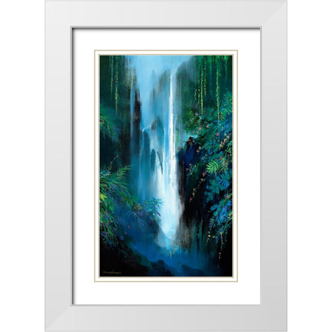 Inside The Falls White Modern Wood Framed Art Print with Double Matting by Leung, Thomas