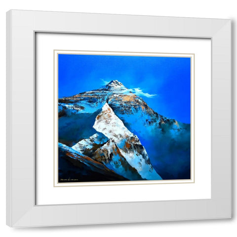 The Peace Holy Mountain White Modern Wood Framed Art Print with Double Matting by Leung, Thomas