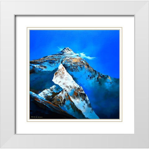 The Peace Holy Mountain White Modern Wood Framed Art Print with Double Matting by Leung, Thomas