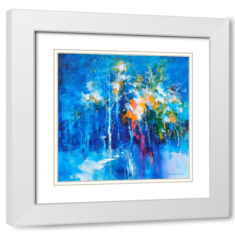 Winter Blues White Modern Wood Framed Art Print with Double Matting by Leung, Thomas