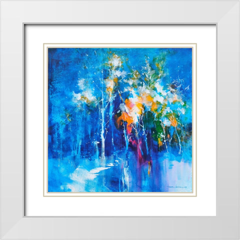 Winter Blues White Modern Wood Framed Art Print with Double Matting by Leung, Thomas