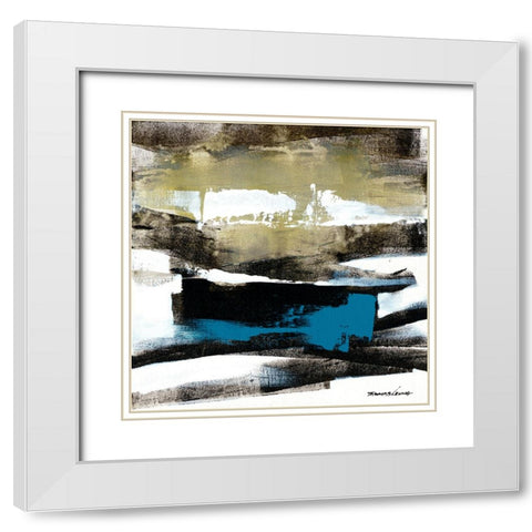 Wave 10 White Modern Wood Framed Art Print with Double Matting by Leung, Thomas