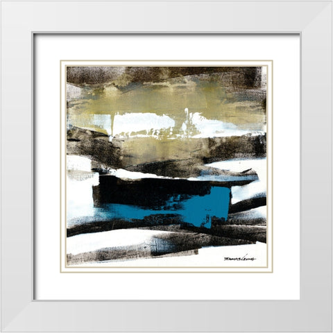 Wave 10 White Modern Wood Framed Art Print with Double Matting by Leung, Thomas
