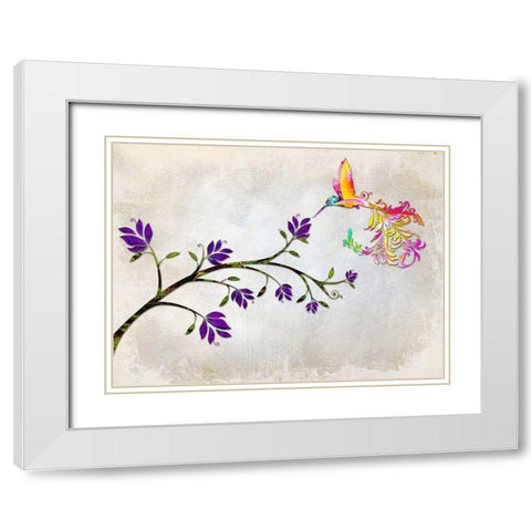 Hummingbird of Paradise White Modern Wood Framed Art Print with Double Matting by Lavoie, Tina