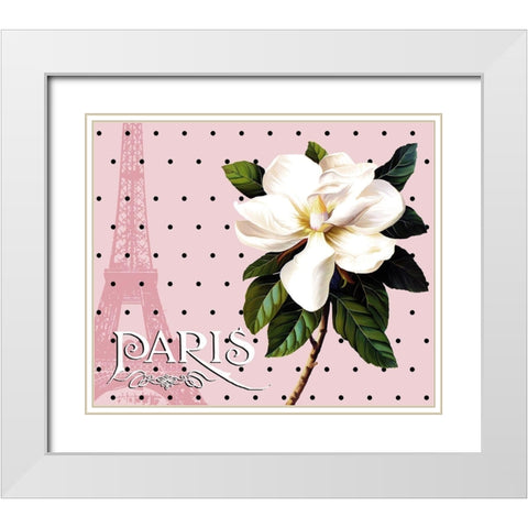 Paris Magnolias II White Modern Wood Framed Art Print with Double Matting by Lavoie, Tina