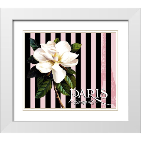 Paris Magnolias IV White Modern Wood Framed Art Print with Double Matting by Lavoie, Tina